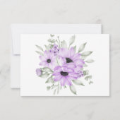 パープルエレガントフローラウェディングRSVPカード サンキューカード (裏面)