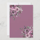 パープルエレガントフローラエイジ誕生日 招待状 (裏面)