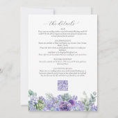 パープルエレガントフローラオールインワンウェディングRSVP 招待状 (裏面)