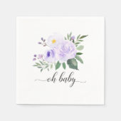 パープルエレガントフローラオ赤ちゃんシャワー スタンダードカクテルナプキン (正面)