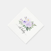 パープルエレガントフローラオ赤ちゃんシャワー スタンダードカクテルナプキン (角)