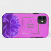 パープルエレガントフローラカスタムシルバーイニシャル Case-Mate iPhoneケース (裏面(横))