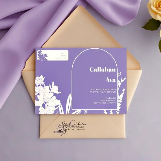 パープルエレガントフローラカップルの名前と名前 ラベル