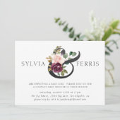 パープルエレガントフローラガールベビーシャワー 招待状 (スタンド正面)