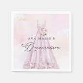 パープルエレガントフローラキンセアニラパーティーナプキンス スタンダードカクテルナプキン (正面)