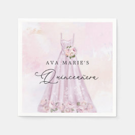 パープルエレガントフローラキンセアニラパーティーナプキンス スタンダードカクテルナプキン