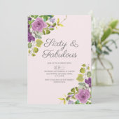 パープルエレガントフローラグリーンつる植物60誕生日 招待状 (スタンド正面)