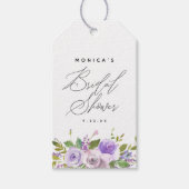 パープルエレガントフローラサンキューブライダルシャワー ギフトタグ (正面)