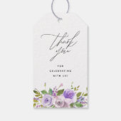 パープルエレガントフローラサンキューブライダルシャワー ギフトタグ (裏面)