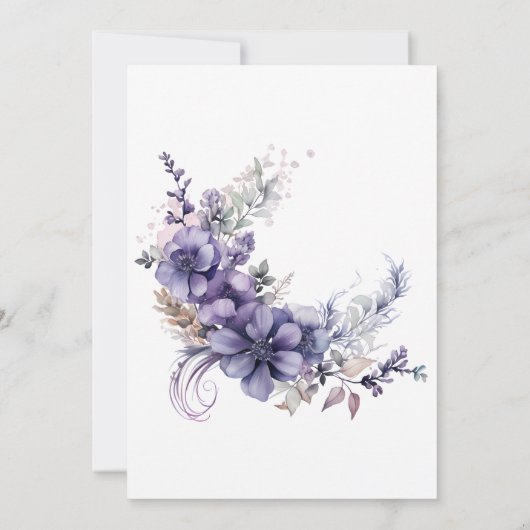 パープルエレガントフローラスウィート16誕生日ヴィンテージ 招待状 (裏面)