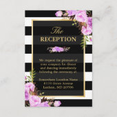 パープルエレガントフローラストライプウェディングレセプション エンクロージャーカード (正面)