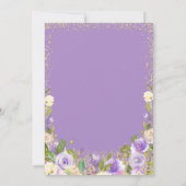 パープルエレガントフローラスパークル金ゴールドキンセアニェラ サンキューカード (裏面)