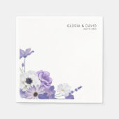 パープルエレガントフローラス結婚クエア スタンダードカクテルナプキン (正面)