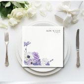 パープルエレガントフローラス結婚クエア スタンダードカクテルナプキン