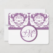 パープルエレガントフローラダマスク 出欠カード (裏面)