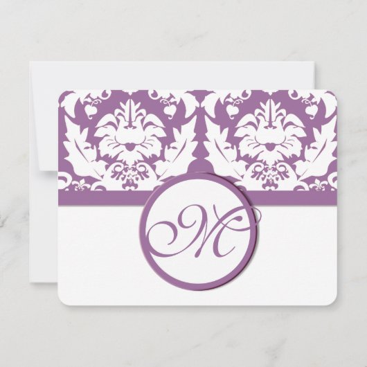 パープルエレガントフローラダマスク 出欠カード (裏面)