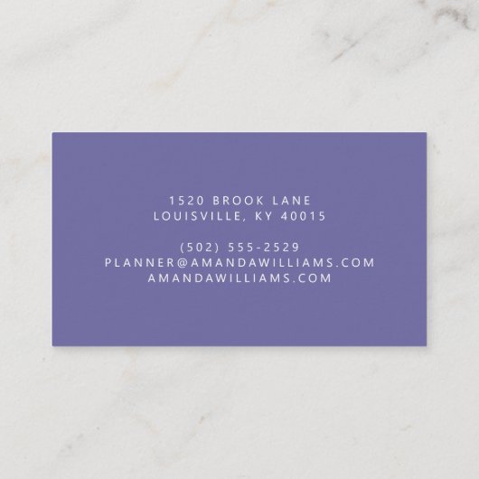 パープルエレガントフローラデザイン名刺 名刺 (裏面)