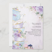 パープルエレガントフローラハイティーパーティー赤ちゃんシャワー 招待状 (裏面)
