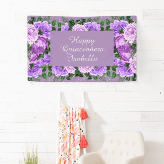 パープルエレガントフローラハッピーキンセアニラ 横断幕 (インサイチュ)