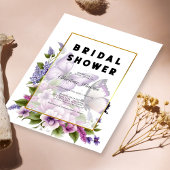 パープルエレガントフローラバタフライブライダルシャワー 招待状