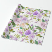 パープルエレガントフローラバラベビーシャワー ラッピングペーパー (アンロールド)