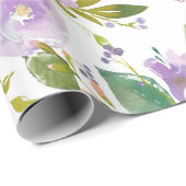 パープルエレガントフローラバラベビーシャワー ラッピングペーパー (ロールコーナー)