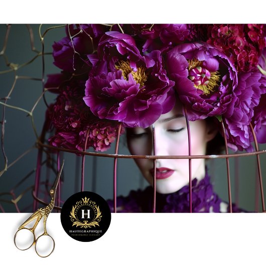 パープルエレガントフローラバードケージハット 薄葉紙