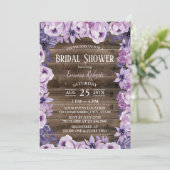 パープルエレガントフローラバ素朴ーンブライダルシャワー 招待状 (スタンド正面)