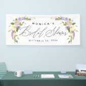 パープルエレガントフローラパーソナライズされたブライダルシャワー 横断幕 (トレードショー)