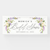 パープルエレガントフローラパーソナライズされたブライダルシャワー 横断幕 (横)