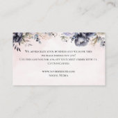 パープルエレガントフローラビジネスサンキューノートカード 名刺 (裏面)