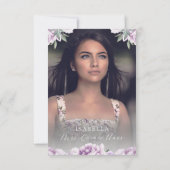 パープルエレガントフローラフォトキンセアニラ サンキューカード (裏面)