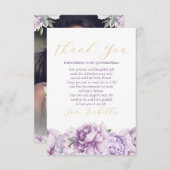 パープルエレガントフローラフォトキンセアニラ サンキューカード (正面/裏面)