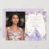 パープルエレガントフローラフォトキンセアニラ セーブザデート (正面/裏面)