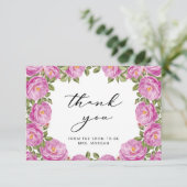 パープルエレガントフローラブライダルシャワーありがとう カード (スタンド正面)