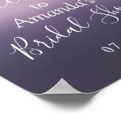 パープルエレガントフローラブライダルシャワーへようこそ ポスター (角)