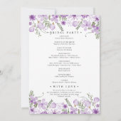パープルエレガントフローラブライダルシャワープログラム 招待状 (裏面)