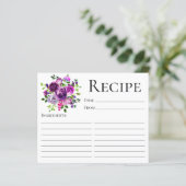 パープルエレガントフローラブライダルシャワーレシピカード (スタンド正面)