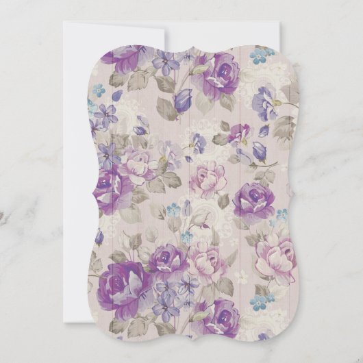 パープルエレガントフローラブライダルシャワー招待 招待状 (裏面)