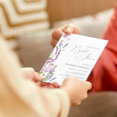 パープルエレガントフローラブライダルシャワー招待 招待状