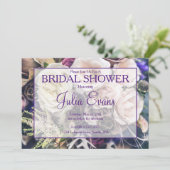 パープルエレガントフローラブライダルシャワー 招待状 (スタンド正面)