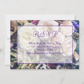 パープルエレガントフローラブライダルシャワー 招待状 (裏面)