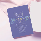 パープルエレガントフローラブライダルシャワー 招待状