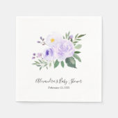 パープルエレガントフローラベビーシャワーナプキン スタンダードカクテルナプキン (正面)