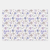 パープルエレガントフローラベビーシャワー誕生日ガール ラッピングペーパーシート (正面2)