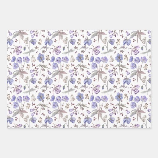 パープルエレガントフローラベビーシャワー誕生日ガール ラッピングペーパーシート (正面2)