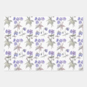 パープルエレガントフローラベビーシャワー誕生日ガール ラッピングペーパーシート (正面)