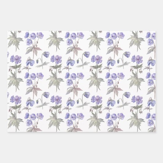 パープルエレガントフローラベビーシャワー誕生日ガール ラッピングペーパーシート (正面)