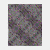 パープルエレガントフローラボタニカルグレー フリースブランケット (正面)