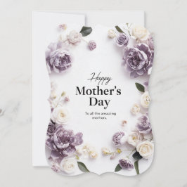 パープルエレガントフローラマザーズデイカード